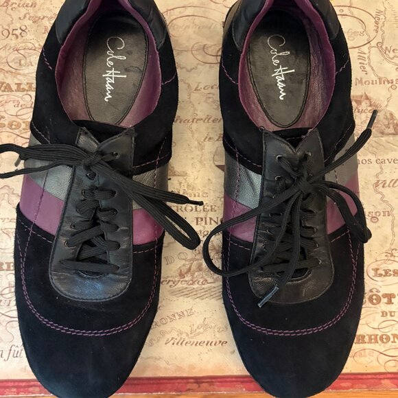 Cole Haan Women's Black & Purple Suede Sneakers - Size 7 - Picture 1 of 2